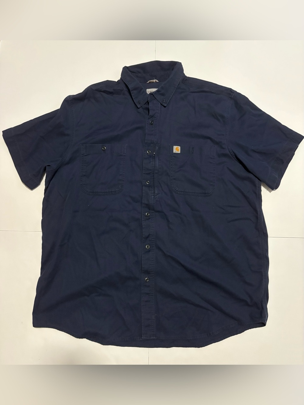 Carhartt Navy Short Sleeve Work Shirt 2XL Regular